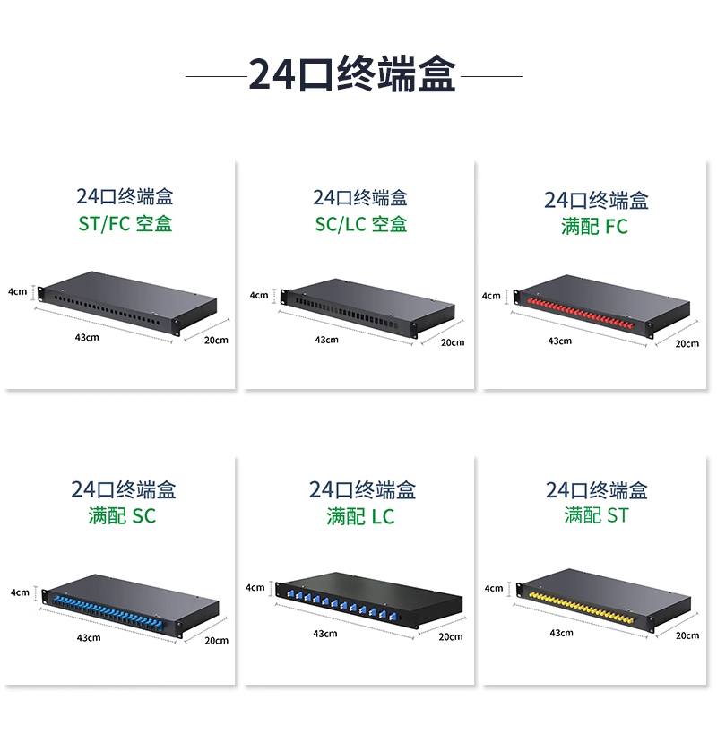 友联华24口机架式SC/LC/FC/ST光纤终端盒