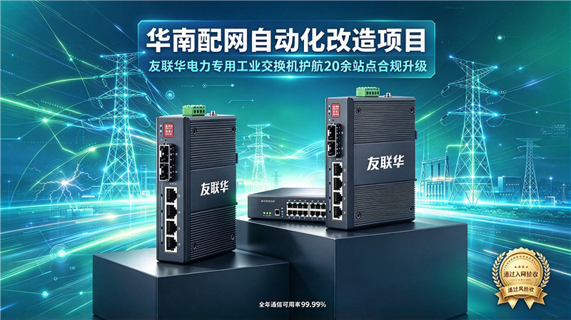 华南配网自动化改造落地｜友联华电力专用工业交换机护航 20 余站点通信合规升级